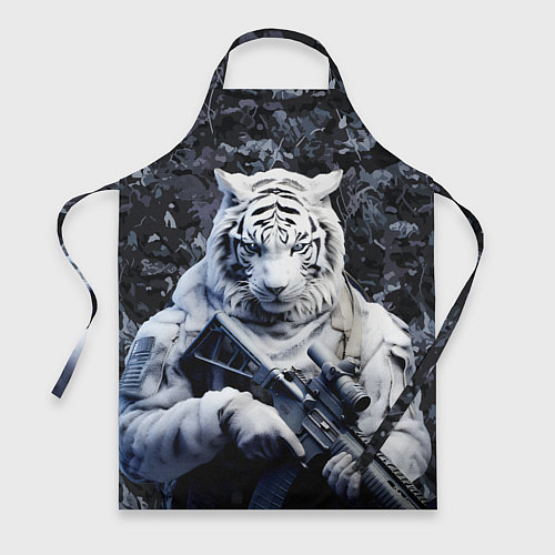 Фартук Белый тигр солдат зима / 3D-принт – фото 1