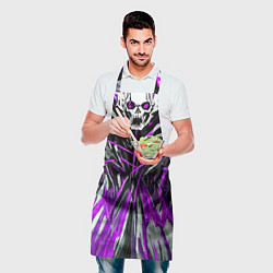 Фартук кулинарный Череп и фиолетовые полосы, цвет: 3D-принт — фото 2