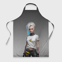 Фартук кулинарный Блондинка в белой футболке Cyberpunk 2077, цвет: 3D-принт