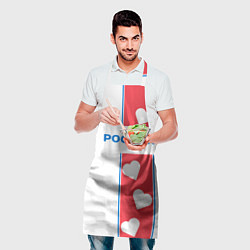 Фартук кулинарный Россия с сердечками, цвет: 3D-принт — фото 2