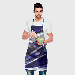 Фартук кулинарный Синие и белые полосы абстракции, цвет: 3D-принт — фото 2