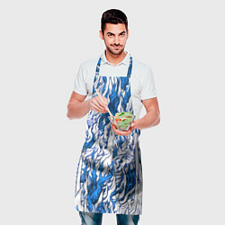 Фартук кулинарный Белый и синий узор, цвет: 3D-принт — фото 2