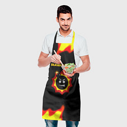 Фартук кулинарный Serious Sam лого краски с огнём, цвет: 3D-принт — фото 2