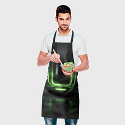 Фартук кулинарный Металл и зеленый яркий свет, цвет: 3D-принт — фото 2