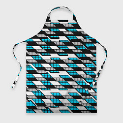 Фартук кулинарный Синие треугольники и квадраты на белом фоне, цвет: 3D-принт
