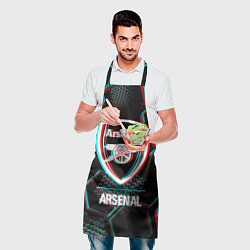 Фартук кулинарный Arsenal FC в стиле glitch на темном фоне, цвет: 3D-принт — фото 2