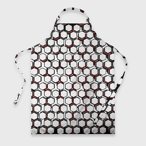Фартук Киберпанк узор из шестиугольников красный / 3D-принт – фото 1