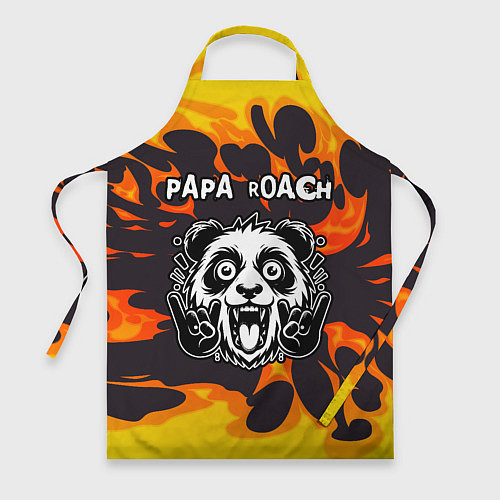 Фартук Papa Roach рок панда и огонь / 3D-принт – фото 1