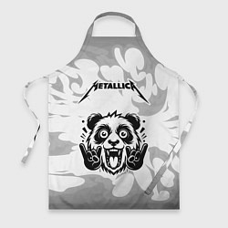 Фартук кулинарный Metallica рок панда на светлом фоне, цвет: 3D-принт