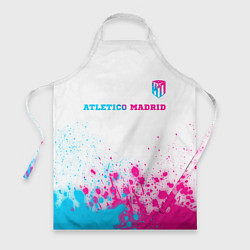 Фартук кулинарный Atletico Madrid neon gradient style посередине, цвет: 3D-принт
