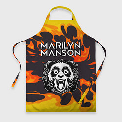 Фартук кулинарный Marilyn Manson рок панда и огонь, цвет: 3D-принт