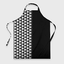 Фартук кулинарный Белые треугольники на чёрном фоне, цвет: 3D-принт