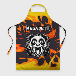 Фартук кулинарный Megadeth рок панда и огонь, цвет: 3D-принт