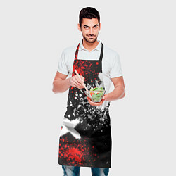 Фартук кулинарный Логотип Chery Automobile на фоне брызг красок, цвет: 3D-принт — фото 2