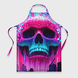 Фартук Pixel skull blast brain - cyber city ai art