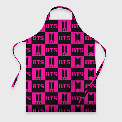 Фартук BTS pattern pink logo / 3D-принт – фото 1