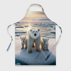 Фартук кулинарный Polar bear with her cubs - ai art, цвет: 3D-принт