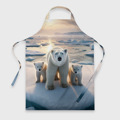 Фартук Polar bear with her cubs - ai art / 3D-принт – фото 1