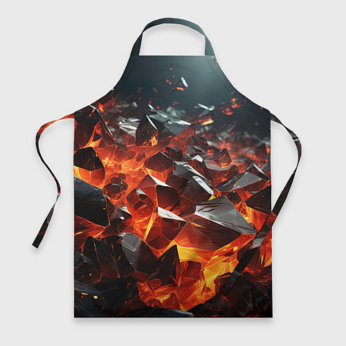 Фартук Взрыв камней в красном неоне / 3D-принт – фото 1