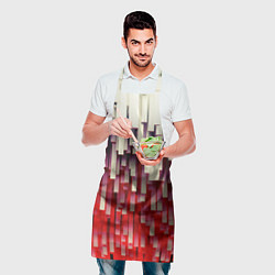 Фартук кулинарный Блоки-сталактиты с красной подсветкой, цвет: 3D-принт — фото 2