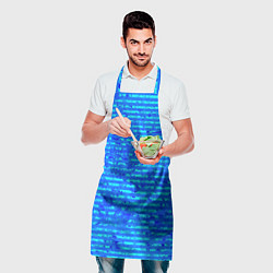 Фартук кулинарный Яркий голубой абстрактный полосатый, цвет: 3D-принт — фото 2