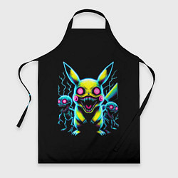 Фартук кулинарный Pikachu and skeletons - neon glow ai art, цвет: 3D-принт