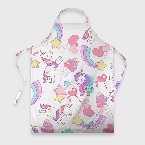 Фартук Единорог мороженое радуга и звездочки / 3D-принт – фото 1