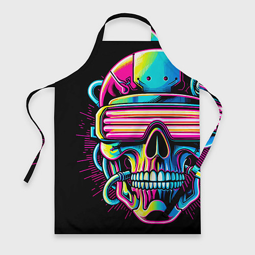 Фартук Cyber skull - ai art neon / 3D-принт – фото 1