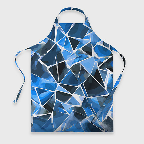 Фартук Чёрно-синяя абстракция и белые полосы / 3D-принт – фото 1