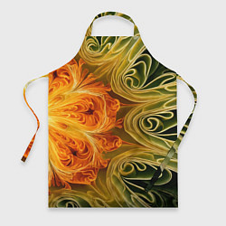 Фартук кулинарный Зелено-оранжевый фрактал, цвет: 3D-принт