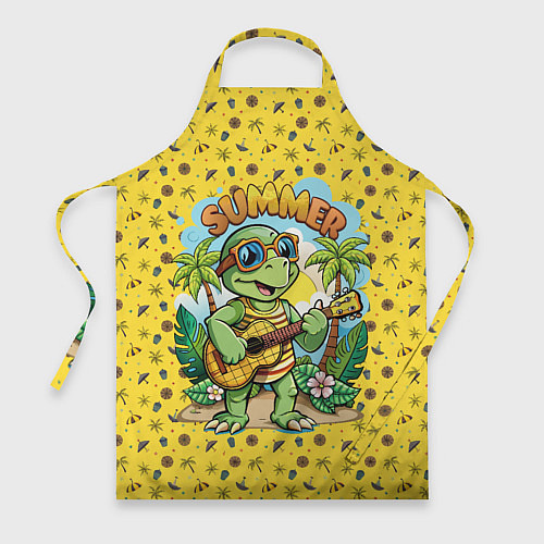 Фартук Черепаха с гитарой на острове / 3D-принт – фото 1