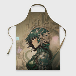 Фартук кулинарный Девушка в зелёной броне, цвет: 3D-принт