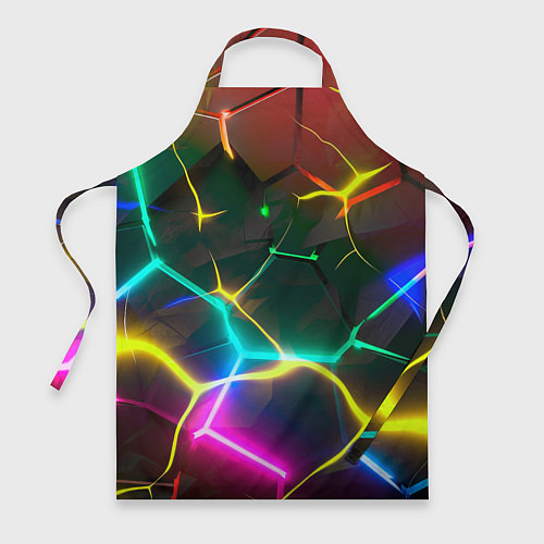 Фартук Яркие неоновые радужные разбитые плиты / 3D-принт – фото 1