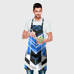 Фартук кулинарный Blue and black stripes on a white background, цвет: 3D-принт — фото 2
