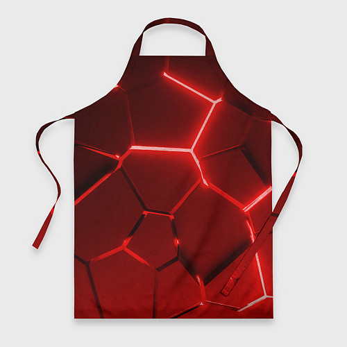 Фартук Яркие красные неоновые плиты в разломе / 3D-принт – фото 1