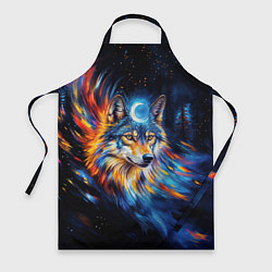 Фартук кулинарный Волк и луна - импрессионизм, цвет: 3D-принт
