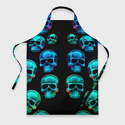 Фартук Neon skulls - ai art pattern