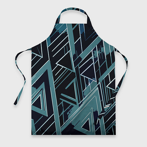 Фартук Чёрно-бирюзовый абстракция геометричный / 3D-принт – фото 1