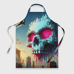 Фартук кулинарный Cool pixel skull - ai art fantasy, цвет: 3D-принт