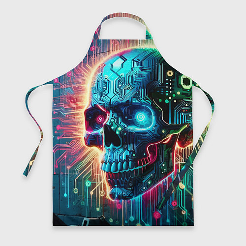 Фартук Cool cyber skull - neon glow / 3D-принт – фото 1