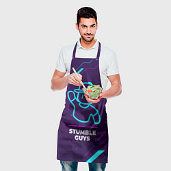 Фартук кулинарный Символ Stumble Guys в неоновых цветах на темном фо, цвет: 3D-принт — фото 2