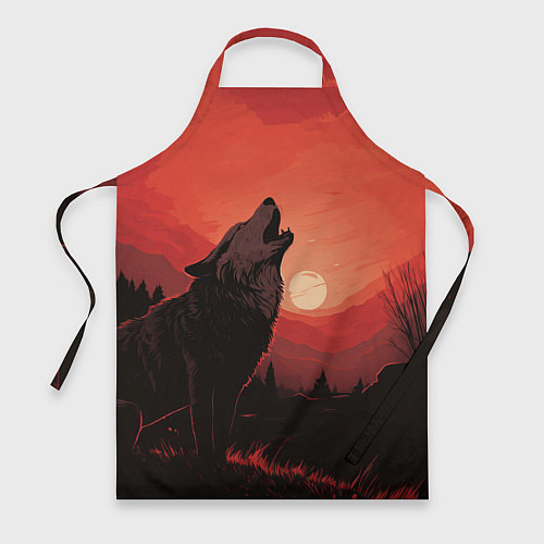Фартук Волк воет на луну / 3D-принт – фото 1
