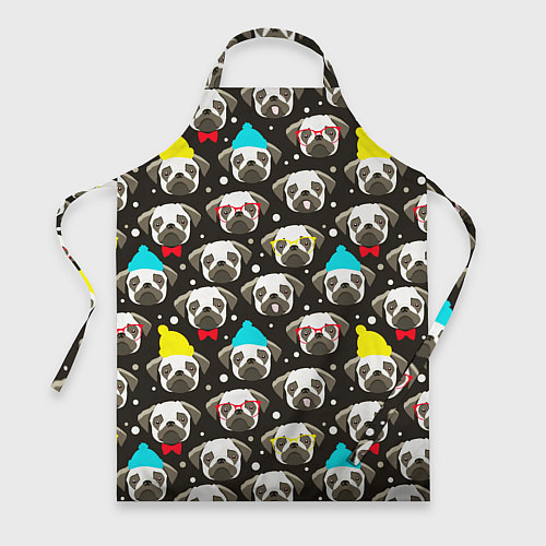 Фартук Мопсы цветной паттерн / 3D-принт – фото 1