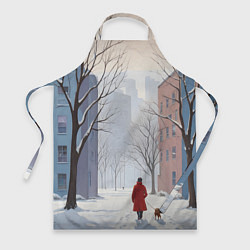 Фартук кулинарный Прогулка зима, цвет: 3D-принт