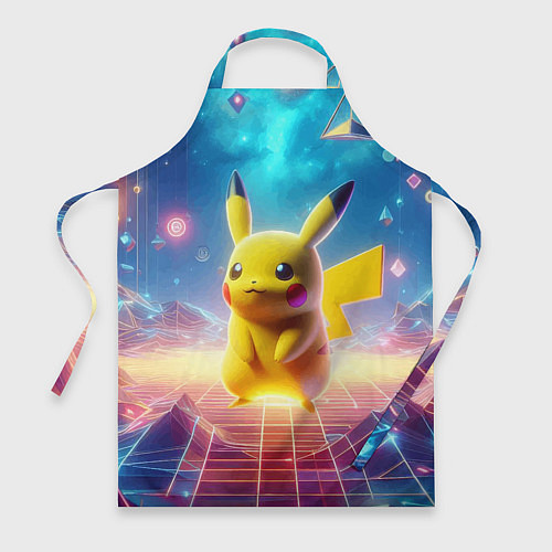 Фартук Funny Pikachu - vaporwave / 3D-принт – фото 1