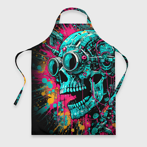 Фартук Cyber skull sketch - color blots / 3D-принт – фото 1