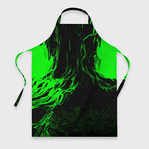 Фартук Зелёная энергия на чёрном фоне / 3D-принт – фото 1