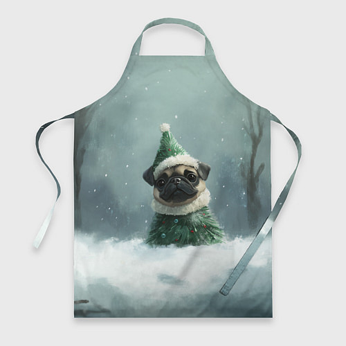 Фартук Маленький новогодний мопс / 3D-принт – фото 1
