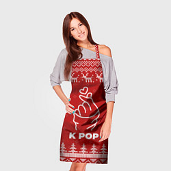 Фартук кулинарный Новогодний K Pop с оленями, цвет: 3D-принт — фото 2