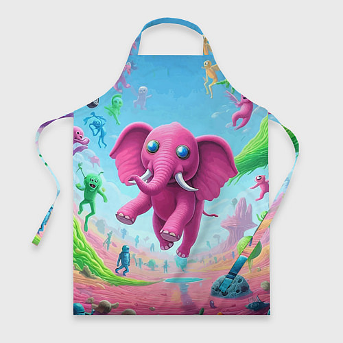 Фартук Парящий в воздухе розовый слон - сюрреализм / 3D-принт – фото 1